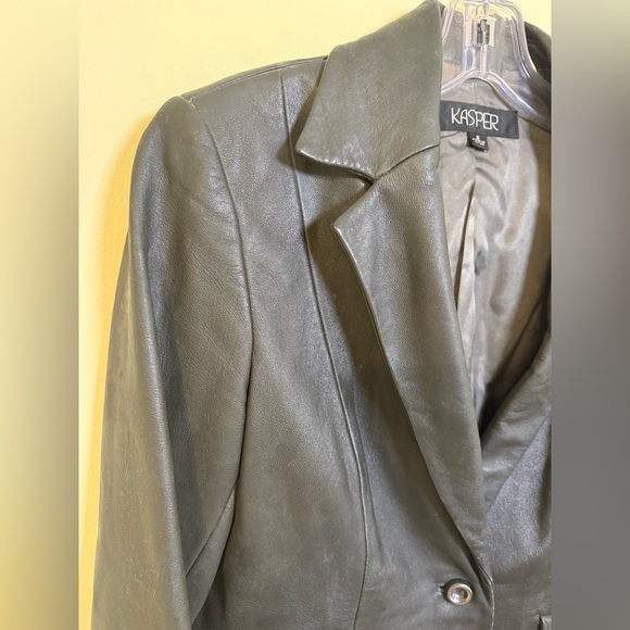 Kasper Leather Blazer *GOOD USED CONDITION* - Picture 2 of 16